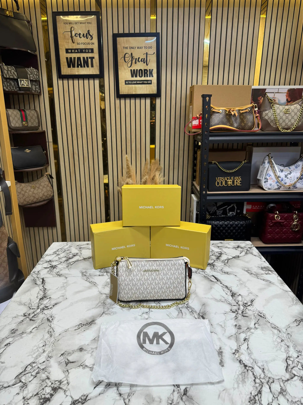 Michael Kors Signature Logo Chain Crossbody  Vanilla  Tan 1930