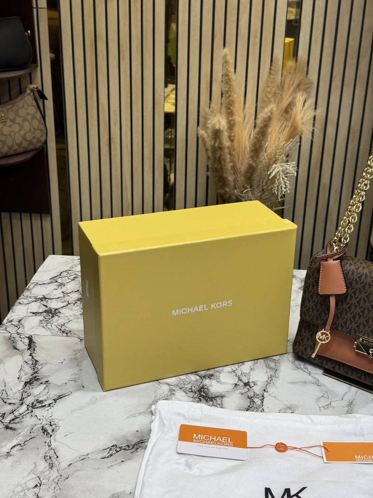 Michael Kors Parker Signature Shoulder Bag With OG Box And Dust Bag  Coffee Brown