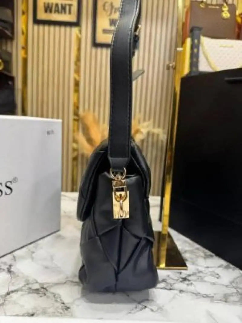 Guess Quilted Crossbody Bag With Box And Dust Bag Including Carry Bag Black