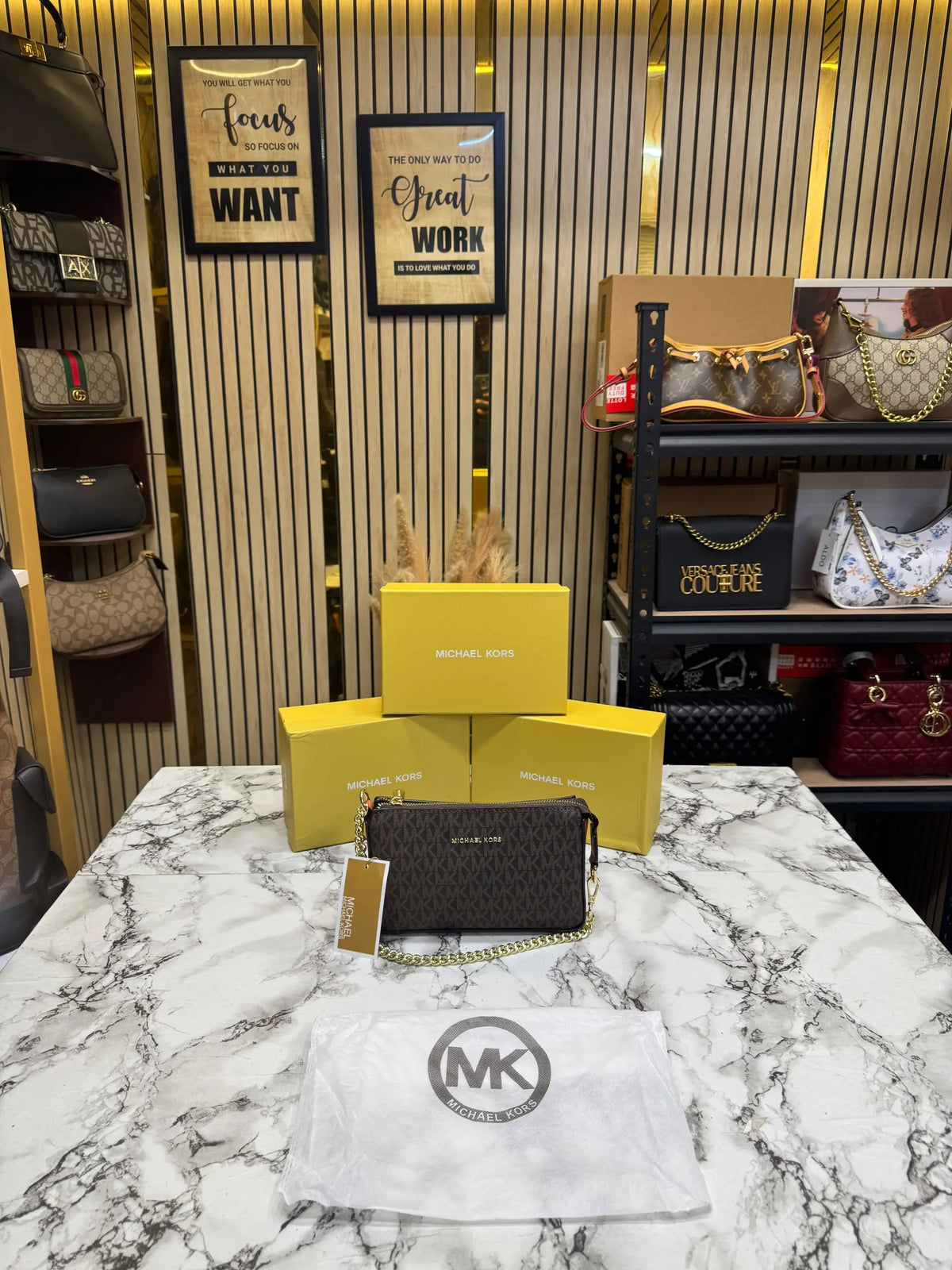 Michael Kors Signature Logo Chain Crossbody  Coffee Brown 1930