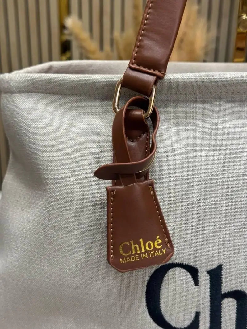 Chloe Woody Canvas Medium Logo Tote Bag  355