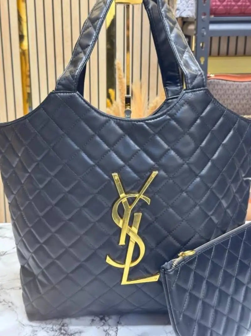 Yves Sain t Laurent YSL Maxi Tote Bag Wit atching Wallet Includes Dust Bag Black