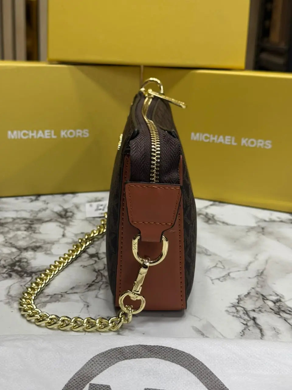 Michael Kors Signature Logo Chain Crossbody  Coffee Brown 1930
