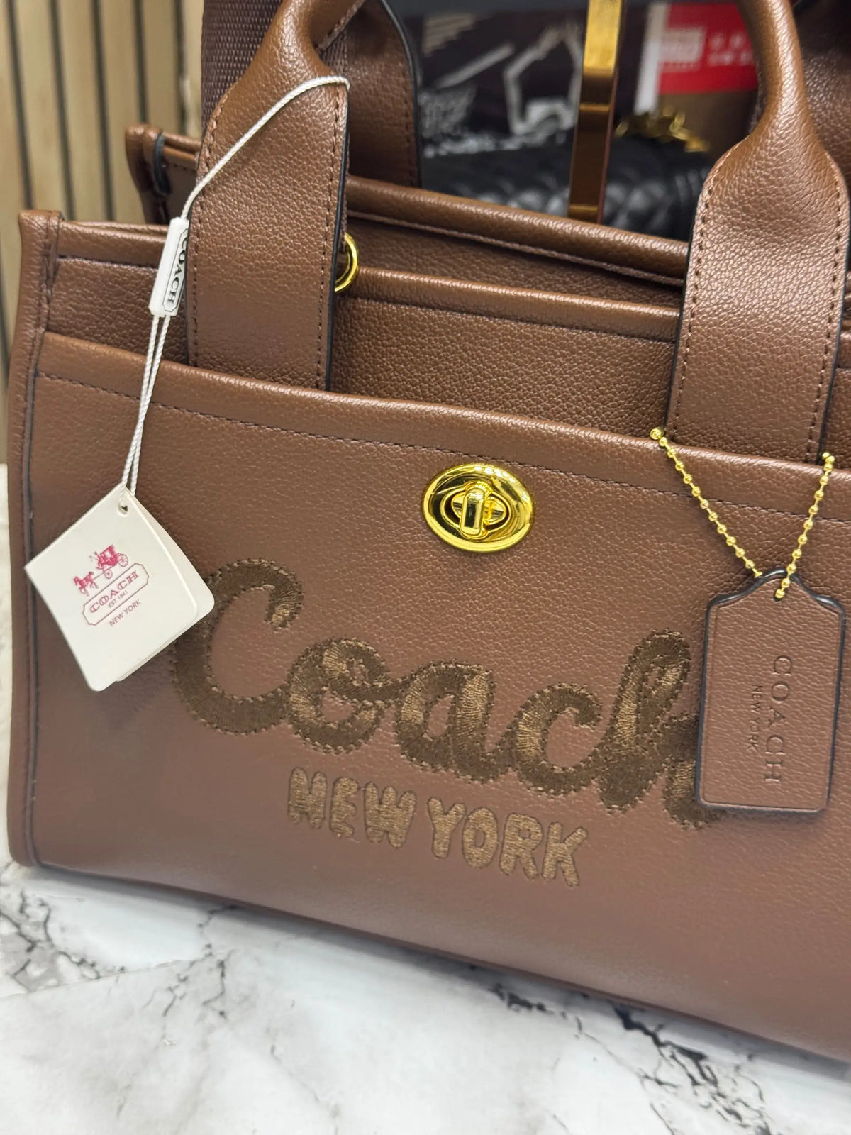 COACH CARGO TOTE IN CANVAS WITH DUST BAG AND CARRY BAG COFFEE 3750