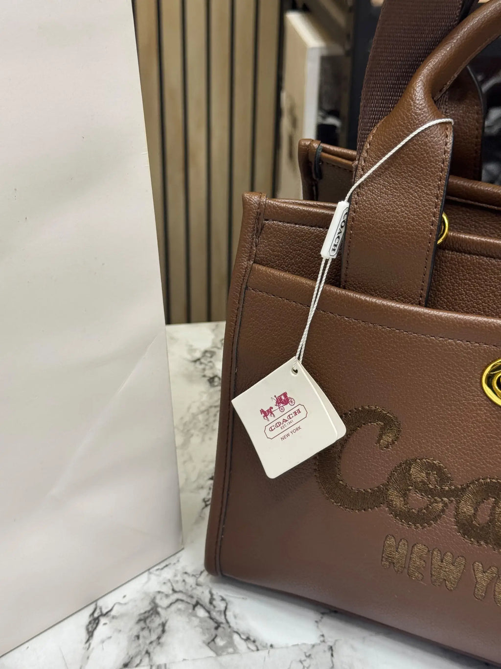 COACH CARGO TOTE IN CANVAS WITH DUST BAG AND CARRY BAG COFFEE 3750