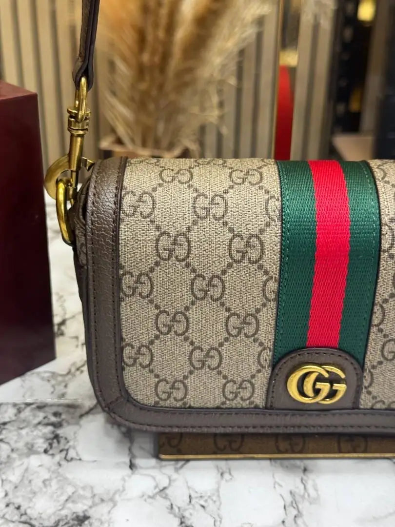 Gucci GG Supreme Ophidia Canvas Shoulder Bag With Double Box Packaging 795466