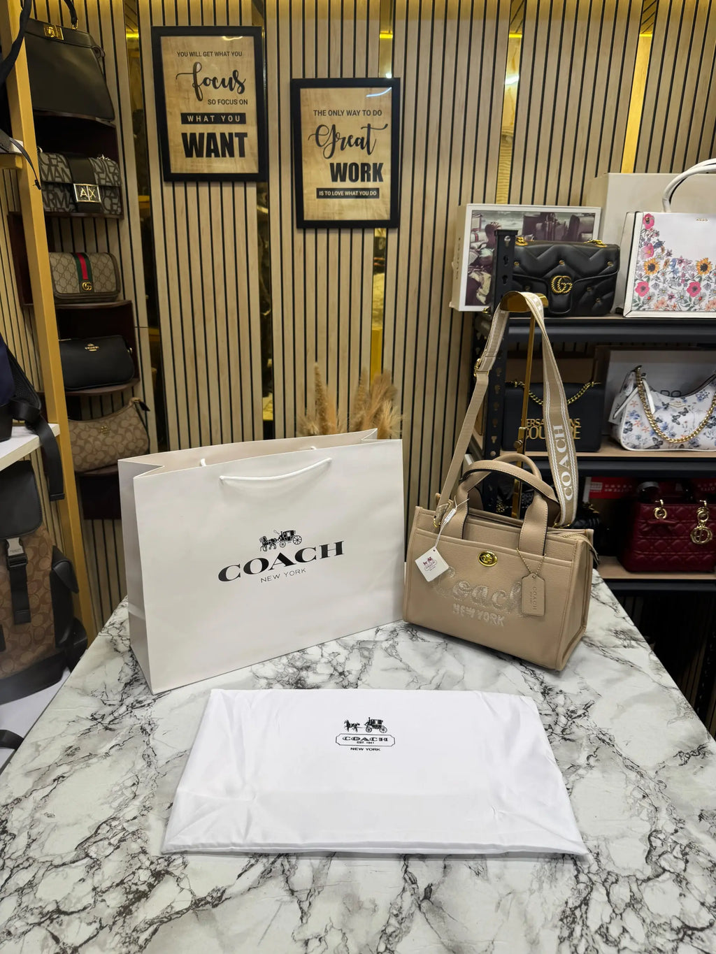 COACH CARGO TOTE IN CANVAS WITH DUST BAG AND CARRY BAG APRICOT 3750