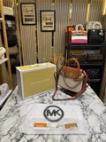 Michael kors signature Carmen Flap Leather Satchel Handbag Beige 20024