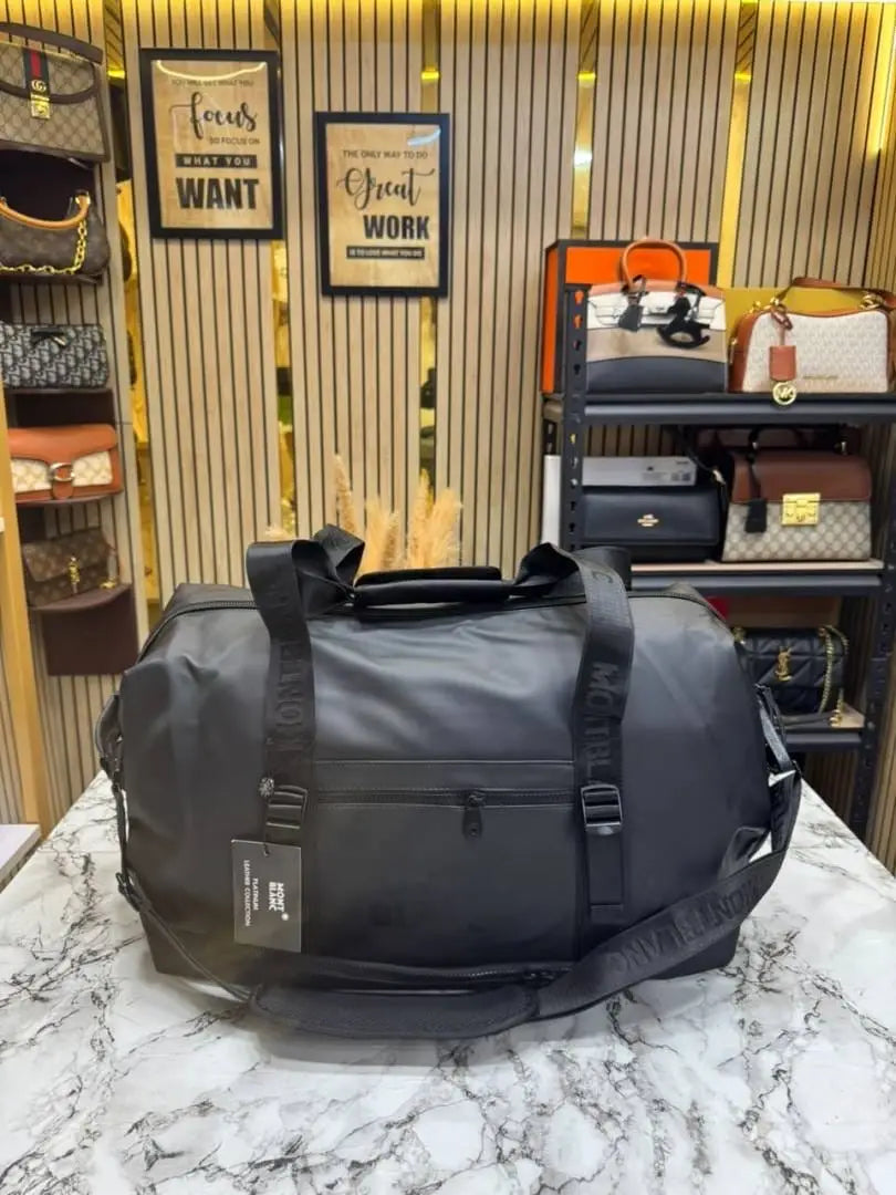 Mont Blanc Urban Travel Duffle Bag With Detachable Shoulder Strap M16007 Black